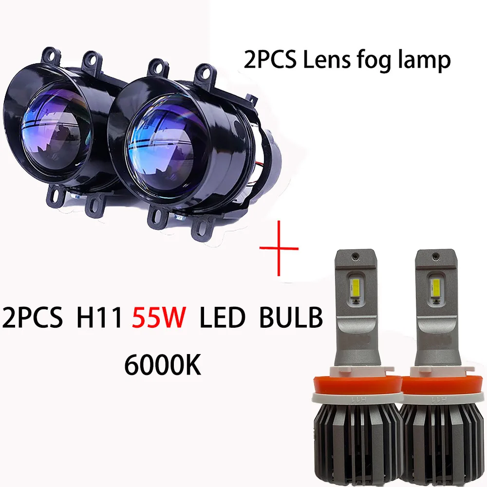 Светодиодный ксеноновый H11 D2H объектив противотуманные фары для Toyota Corolla Avensis Camry Ractis Verso RAV 4 2003- для Lexus 2008-2013 - Цвет: 55W LED 6000K Bulbs