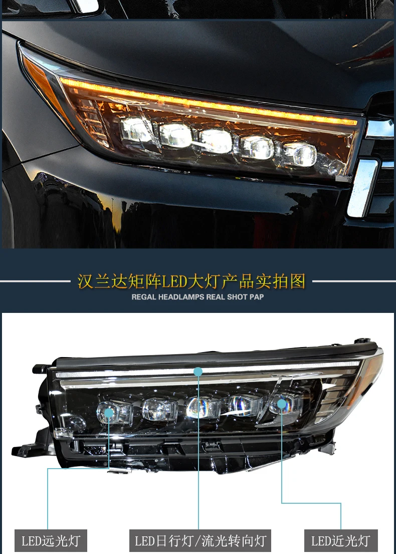 Автомобильный Стайлинг для Toyota Highlander фары новая светодиодная… для Kluger фары DRL Bi Xenon объектива Дальний свет динамический сигнал поворота