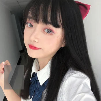 

TALANG Wigs With Bangs Black Straight 68CM Long Synthetic Fake Hair For Woman Heat Resistant Wigs Cosplay Party Lolita JK Daily