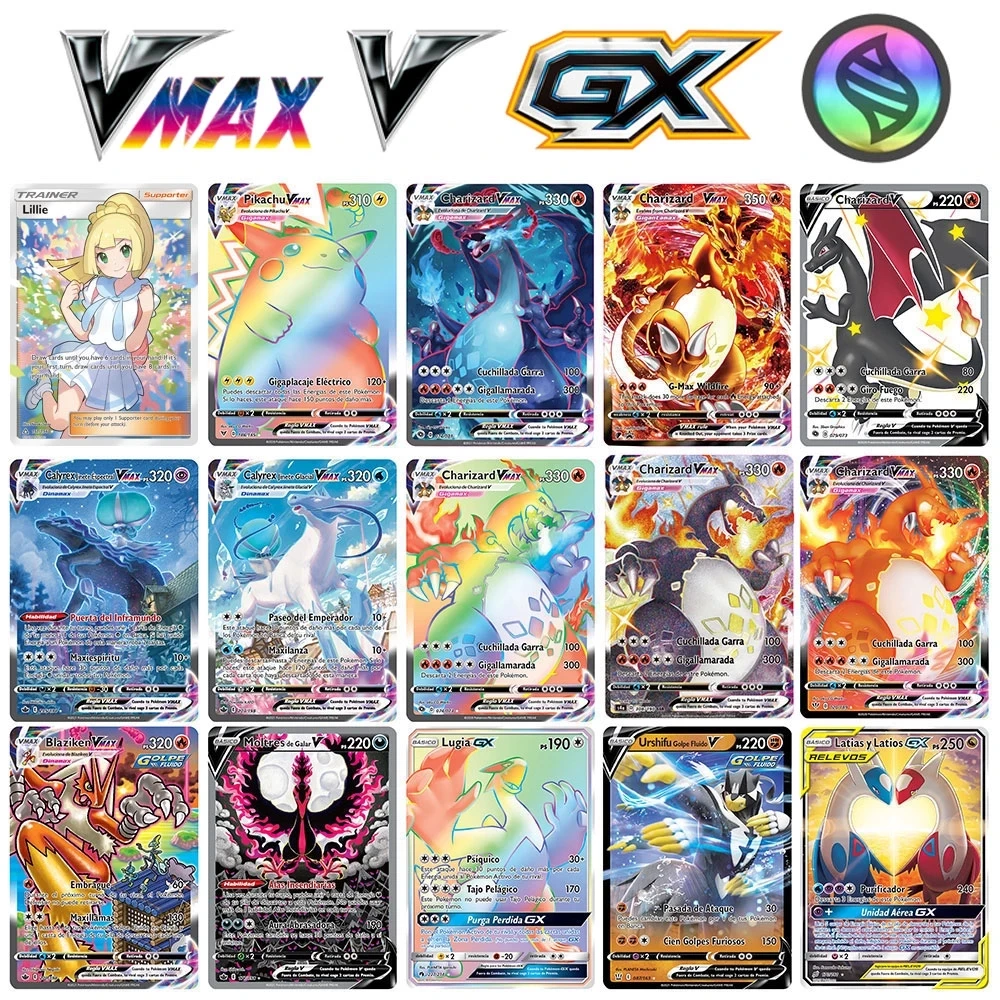 Карты Pokemon испанская Charizard Rainbow Energy GX EX VMAX Carte со знаком испанской карты | Игрушки и