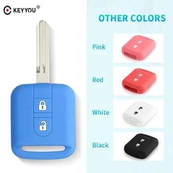 

KEYYOU 10X Car Key Flat Square Silicone Case For Nissan Qashqai Micra Navara Almera Note Fob Rubber Cover 2 Button remote key
