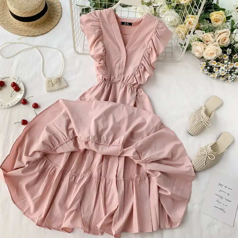 romantic maxi dress with sleeves