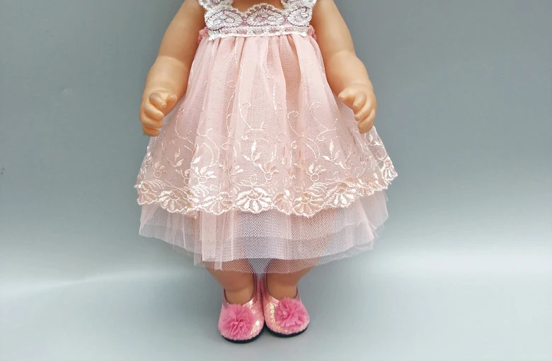 Платье для куклы 43 см, Одежда для куклы born bebe born кружевное платье с нижним бельем для девочки 18 дюймов, розовое платье для куклы
