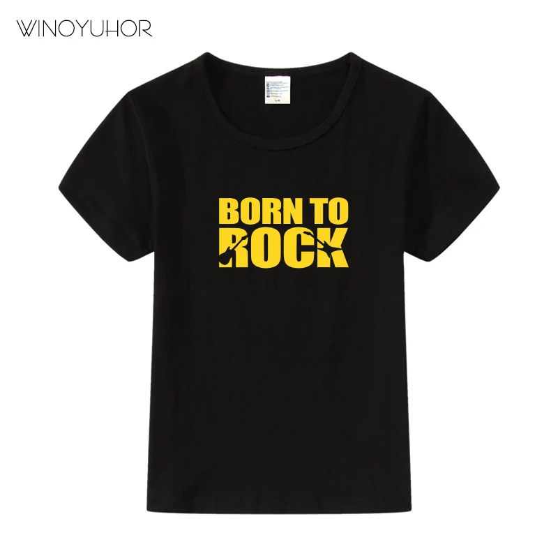 Детская футболка «Born To Rock» Детская одежда унисекс для мальчиков и девочек модные стильные топы, Детская летняя футболка с кружевными рукавами, футболка