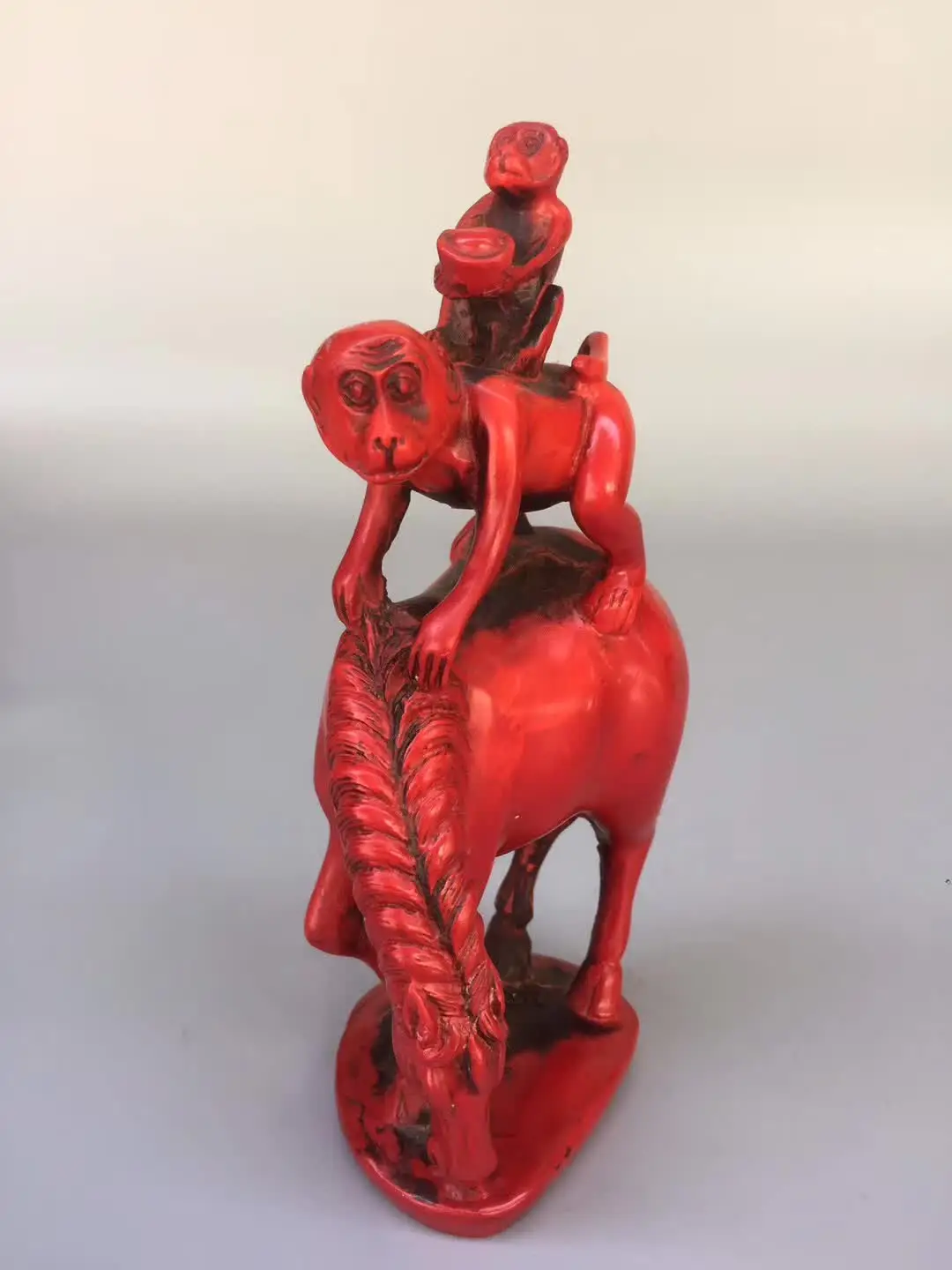 Collection Chinese Red Coral Carved Monkey Riding Horse Sending Wealth Money Lucky Animal Statue Home Decoration Collection Chinese Red Coral Carved Monkey Riding Horse Sending Wealth Money Lucky Animal Statue Home Decoration