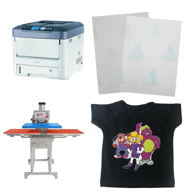 A4 Custom easy to use eco-friendly material a b dark laser no cut self  weeding heat transfer paper for Oki Printers