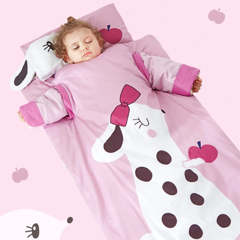 

Children's Sleeping Bag with Removable Pillow Preschool Daycare Sleepovers Safe and Healthy Toddler Nap Mat
