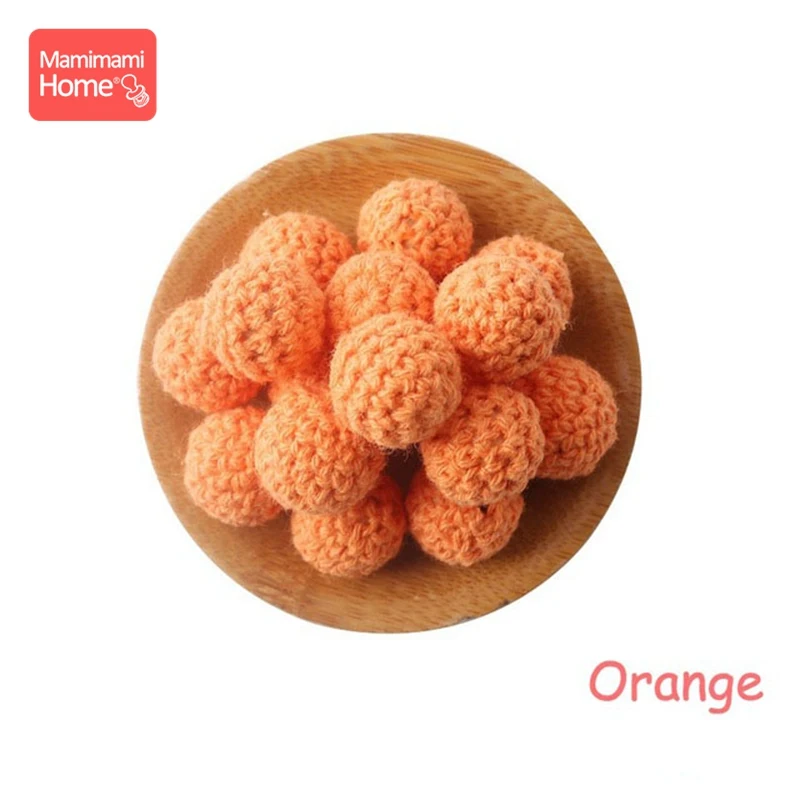 Orange 16 мм новые круглые деревянные вязаные бусины 50 шт./компл. Красочные шерстяные Прорезыватели DIY ювелирные изделия для кормления ожерелье-прорезыватель детский Прорезыватель - Цвет: Orange