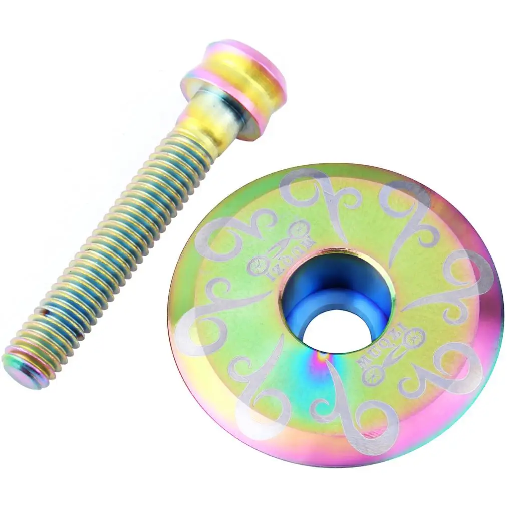 MagiDeal велосипед 1 1/8 ''стволовая гарнитура передняя вилка верхняя крышка+ Болт Радуга
