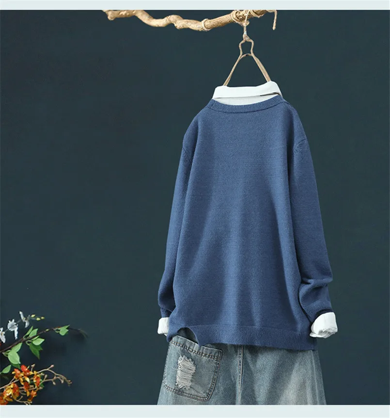 LEDEDAZ, модные женские свитера, Осень-зима, повседневный вязаный кардиган с v-образным вырезом, Свободное пальто, однобортное хлопковое пальто-свитер