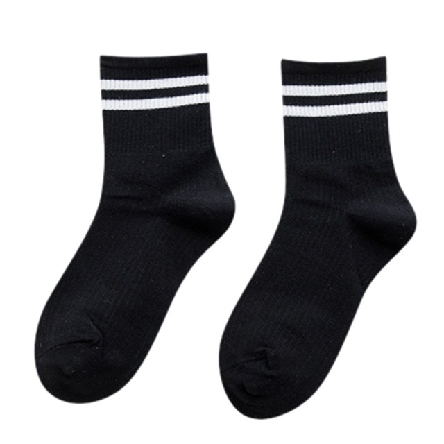 Cute Japanese High School Girls Cotton Loose Striped Crew Socks Colorful Women Soxes Harajuku Designer Retro Yellow White