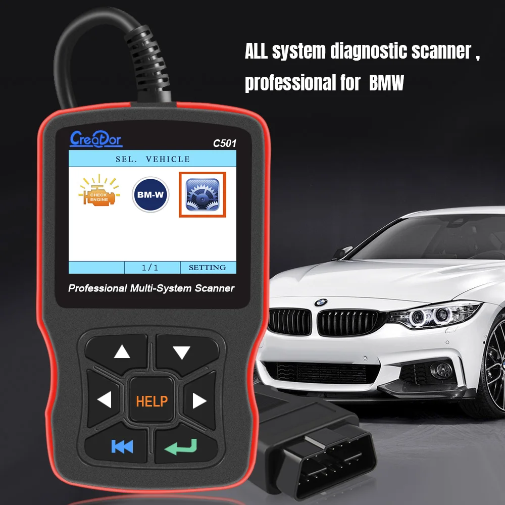 Creator C501 OBD2 сканер Авто диагностический инструмент Автомобильный все системы OBD 2