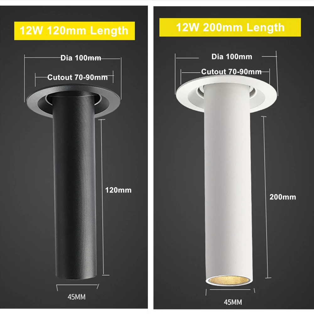 US $18.29 DBFNordic AntiGlare Recessed Downlight 12W BlackWhite Housing 360 Angle Rotatable 3000K4000K6000K LED Ceiling Spot Light