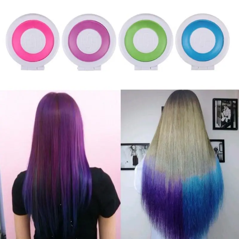 Bright Temporary Hair Dye Powder Cake Washable DIY Coloring Cream Chalk Set for Adult Kids Festival Party Accessories 4 Colors hair dye cream hair color dye