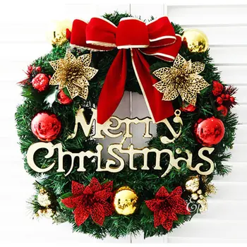 

Christmas Wreath Christmas Tree Round Ring Handcrafted Elegant Holiday Wreath Pine Wreath Door Wall Garland Decoration