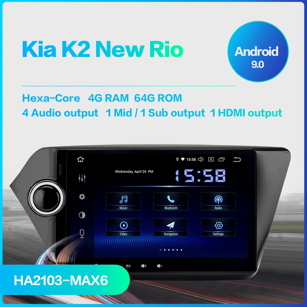 Perfect for KIA K2 Rio 2012 2014 2015 2016 Car 9" IPS Carplay Android 9.0 Multimedia 2 Din Radio GPS Navigator DSP Car Audio Stereo DHMI 1