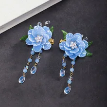  2 pcs Camellia Vintage Hair Clip Girl Tassel Hair Clips Hairpin HanfuTraditional Headdress Handmade Hair clip 