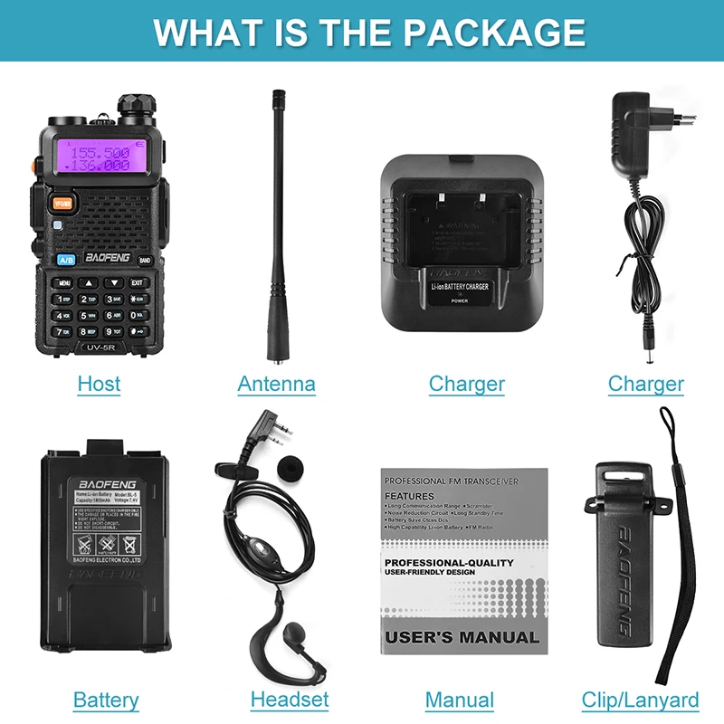 Baofeng UV-5R dual band walkie talkie radio dual display 136-174/400-520mHZ 5W two way radio with free earpiece BaoFeng UV 5R