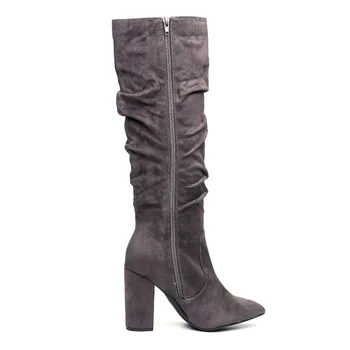 

Thigh Boot Women's European And American-Style Boots Pointed Toe High Heels 9.5 Cm Thigh Boot WOMEN'S Chunky-Heel Fashion Boots