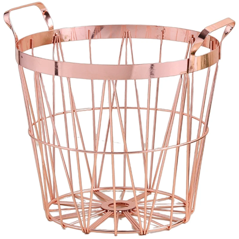 

ABSS-Metal Iron Nordic Style Dirty Clothes Storage Basket Organizer for Home Bedroom Living Room Laundry Room