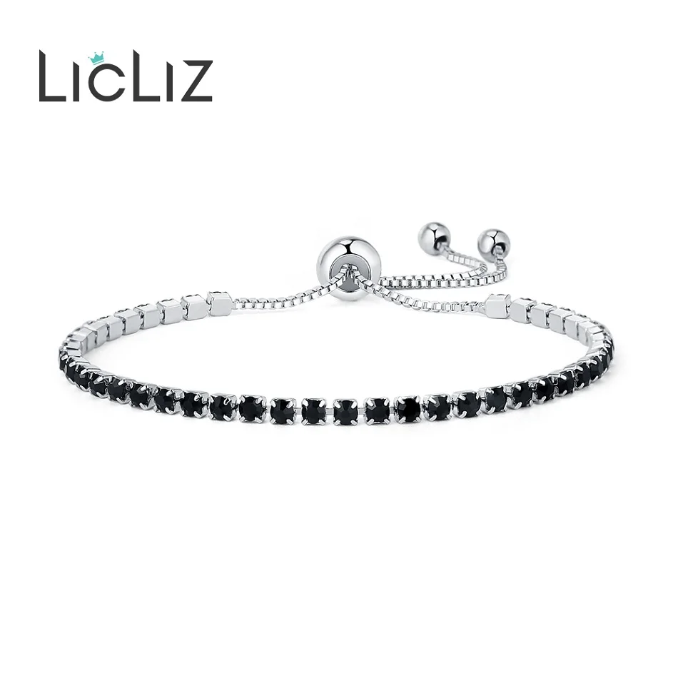 LicLiz,, модный,, циркониевый, зеленый, синий, черный, прозрачный, Хрустальный Теннисный браслет для женщин, CZ, коробка, цепочка, браслет, ювелирное изделие, LUB0124