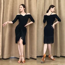 Платье для соревнований по латинским танцам, женское сексуальное облегающее платье с кисточками, Дамское бальное платье, одежда для сцены DL4544