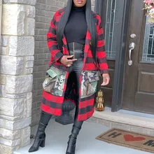 Африканская мода шерсть женская осень размера плюс 3XL плед Камуфляж Военная мода длинное шерстяное пальто Ретро зимние пальто Верхняя одежда