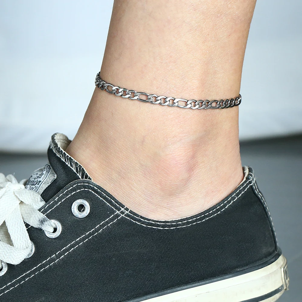 5/7/9mm Simple Female Anklets Curb Chains Link Stainless Steel Anklet for Women Accessories Foot Chain Gift 9inch KBM171US 5/7/9mm Simple Female Anklets Curb Chains Link Stainless Steel Anklet for Women Accessories Foot Chain Gift 9inch KBM171US