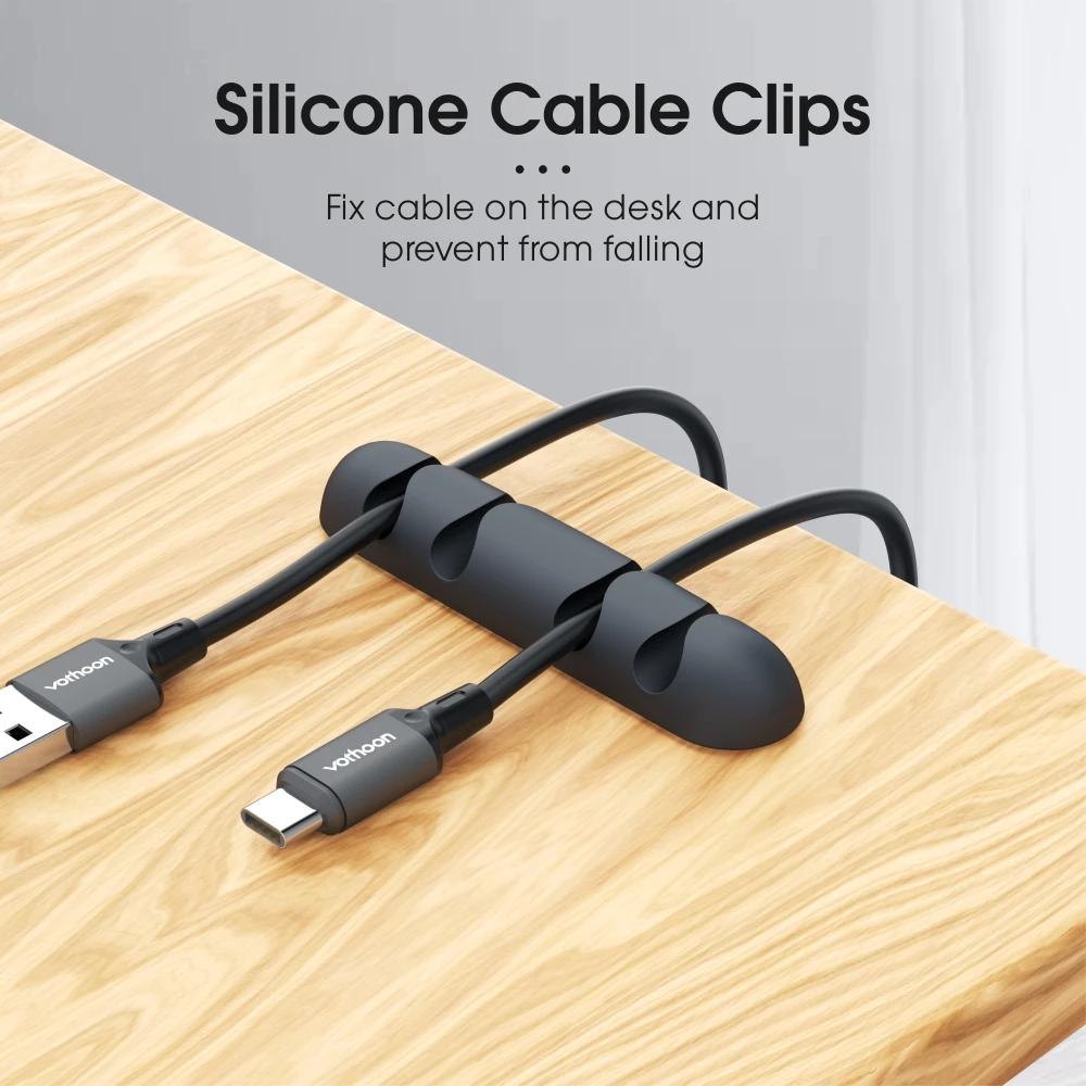 Vothoon Cable Organizer Silicone USB Cable Winder Flexible Cable Management Clips Cable Holder For Mouse Headphone Earphone