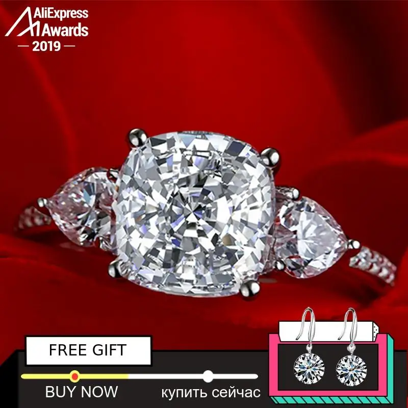 

9*9mm Square Cushion S925 Fine Jewelry sterling silver ring Lab-created diamond Carat 4Cs wedding proposal dream