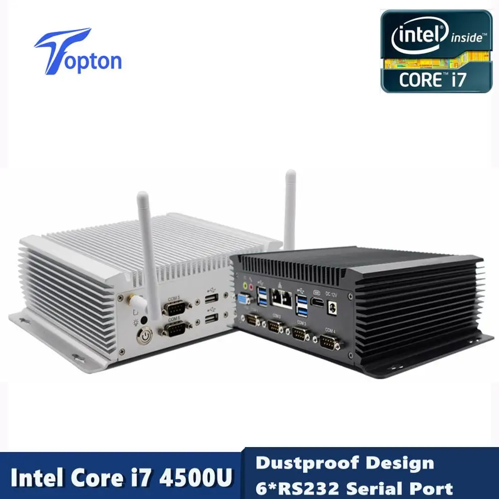 Topton процессор Intel Core i7 4500U Windows 10/Linux Безвентиляторный Компьютер HD graphics 4400 6* COM 2* LAN HDMI VGA промышленный Мини ПК