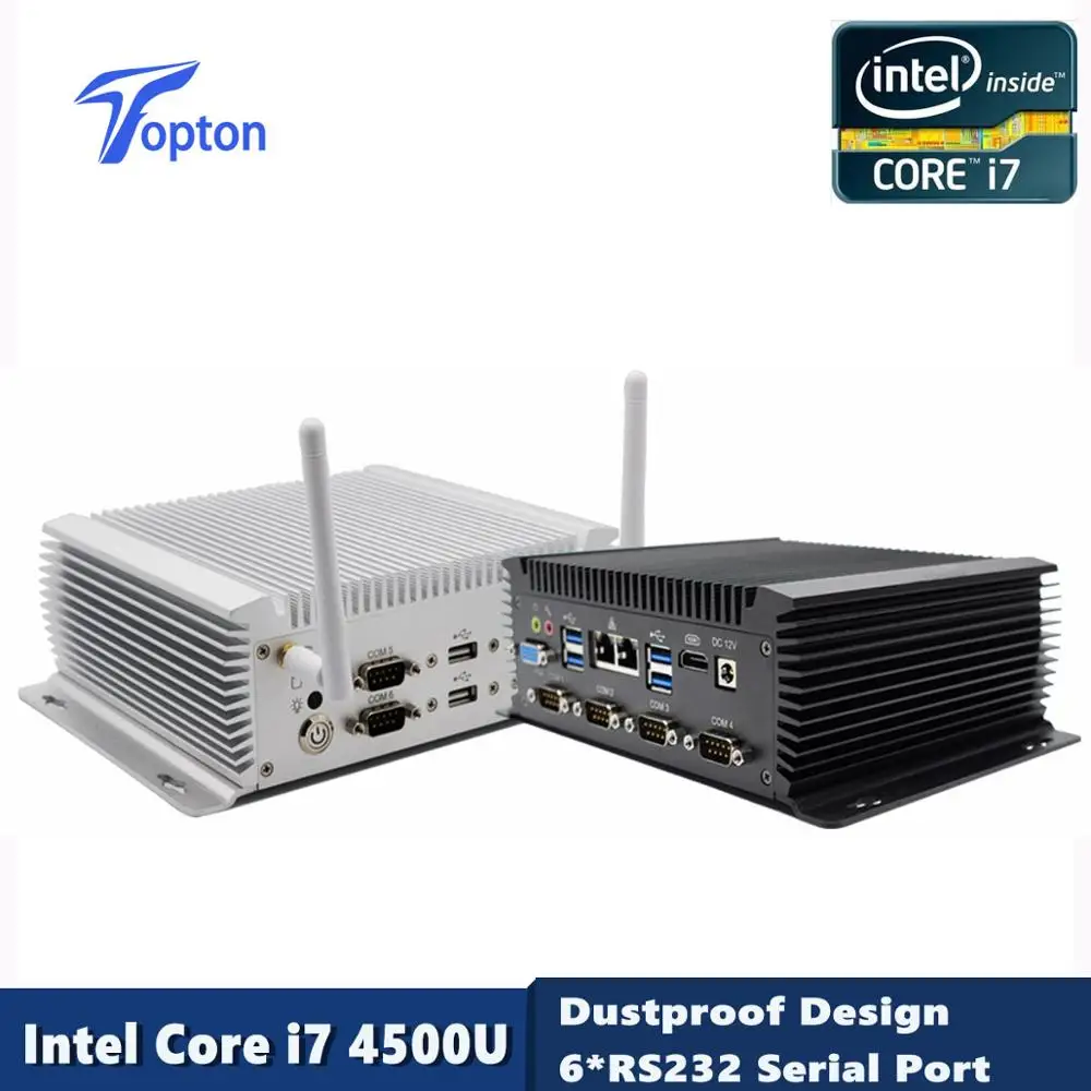 

Topton Intel Core i7 4500U Processor Windows 10/Linux Fanless Computer HD Graphics 4400 6*COM 2*LAN HDMI VGA Industrial Mini PC
