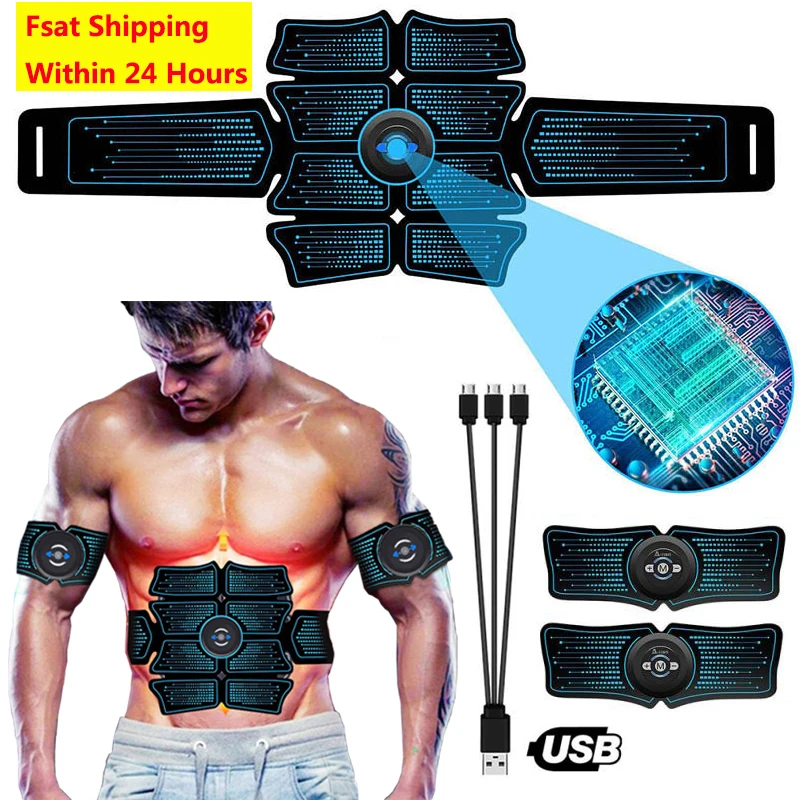Hot Products! EMS Abdominal Trainer Body Slimming Belt ABS Muscle Stimulator Toner Home Gym Fitness Exercise Electrostimulation Stickers