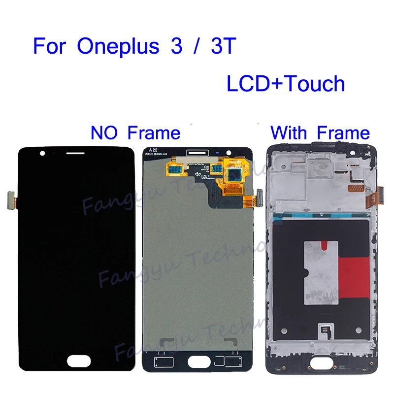

AMOLED New Display For Oneplus 3T A3000 A3003 Display LCD Touch Screen with Frame Replacement For Oneplus 3 Display LCD Oled