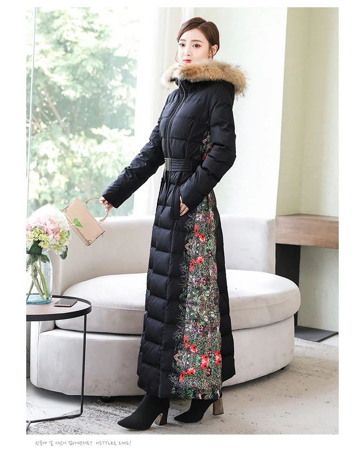 2022 Women's Winter Jacket Thick Printing Maxi  Long Cotton Coat Hooded Zipper Pocket Outwear Elegant Plus Size Overcoat QC288 Leather Jackets