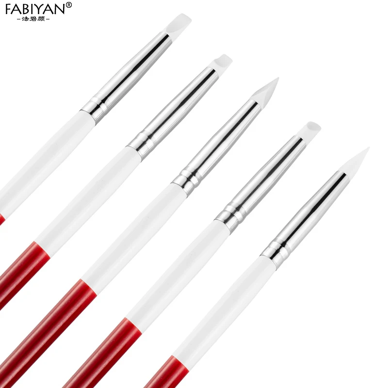 

Silicone Carving Emboss Mixed Shape Nail Art Brush Pen Hollow Sculpture Acrylic Dotting Tools UV Gel Tips DIY Manicure 5pcs/Set