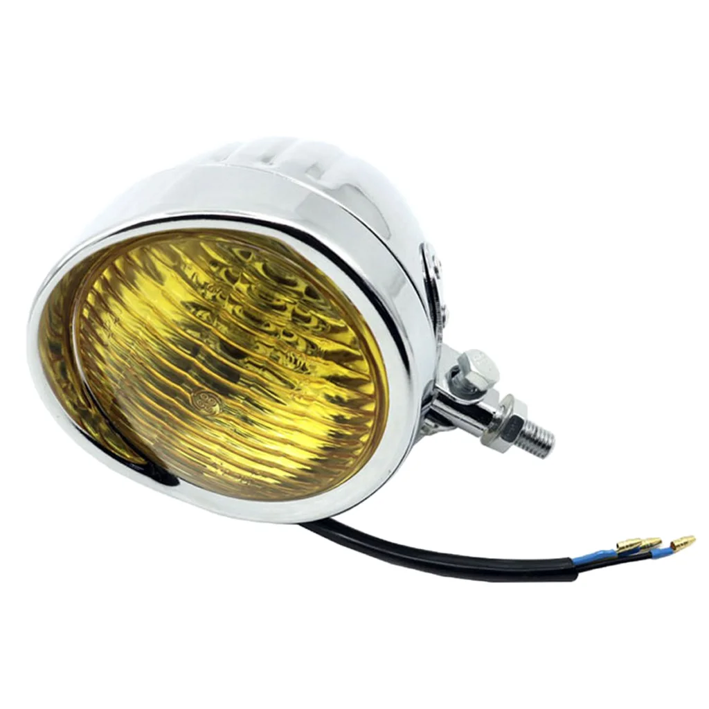 Chrome Mount Amber 4 1/2 ''мотоцикл ретро светодиодный фара прозрачные линзы для Harley Cruiser Кафе Racer - Цвет: Chrome Mount Amber