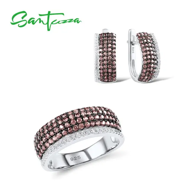 US $31.26 Santuzza Jewelry Woman Chocolate White Stones Jewelry Earrings Sterling