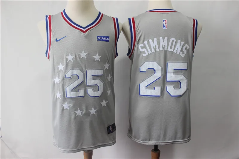 AS PICTURE Мужская футболка Philadelphia Бен Симмонс 76ers - Цвет: AS PICTURE