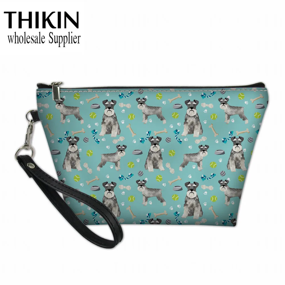 THIKIN, женские косметички, мультяшный шнауцер, с рисунком щенка, косметички, дамский набор для мытья, сумки, женские дорожные сумочки для туалетных принадлежностей - Цвет: as picture