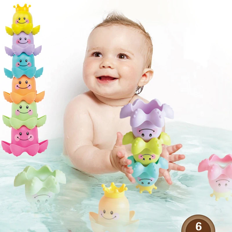 Baby Stacking Cups Bath Toy for Toddlers 1-3,8PCS Stackable Nesting Cups  Water Pool Tub Toy for 6-12 Months Infant,Early Educational Develop