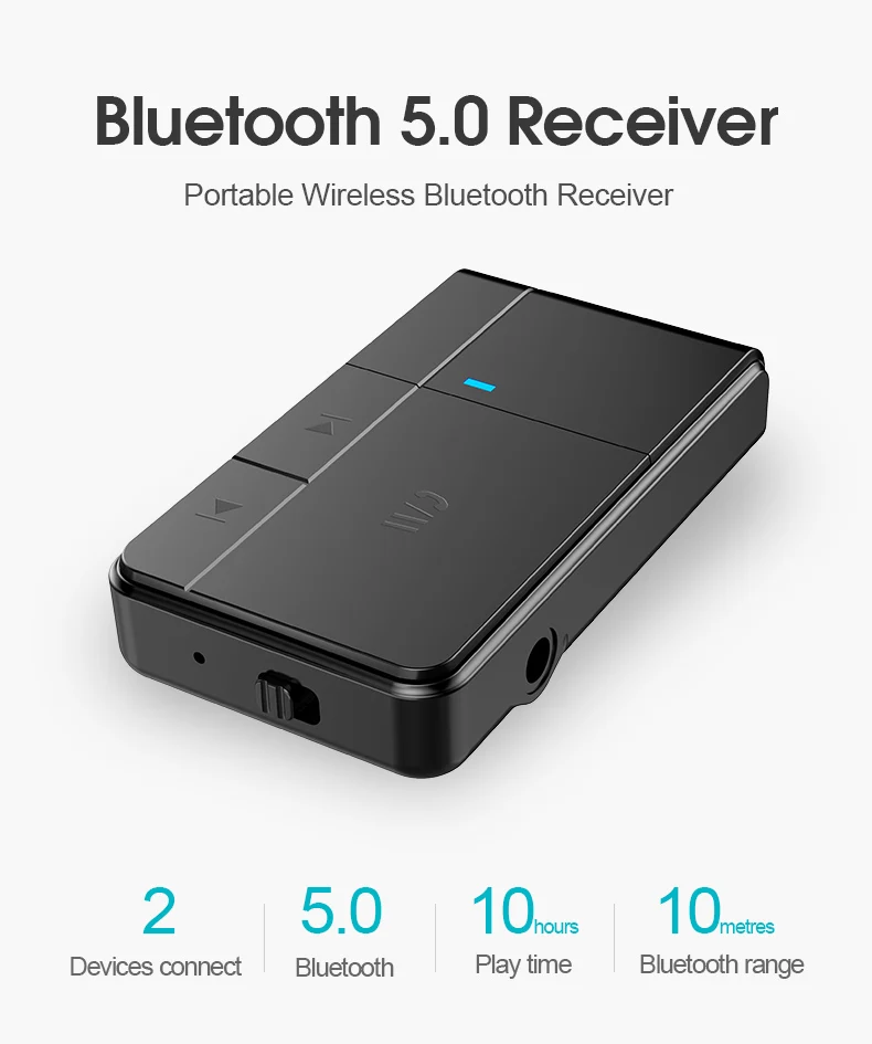 J20 Bluetooth приемник 5,0 адаптер аудио приемники с микрофоном Поддержка для громкой связи 3,5 мм Aux для автомобиля для динамика