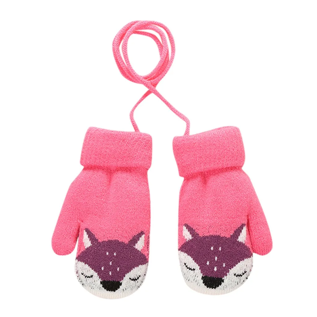 Новые модные зимние теплые детские перчатки с принтом, Детские Рождественские теплые вязаные перчатки, зимние перчатки