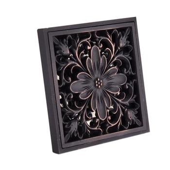 

10X10Cm Vintage Artistic Black Bathroom Square Shower Floor Drain Trap Waste Grate with Hair Strainer Anti Smelly Drains