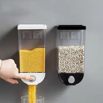 

1.5L Sealed Rice Storage Box Wall Mounted Cereal Grain Container Dry Food Dispenser Grain Storage Jar Kitchen Organizer Tools
