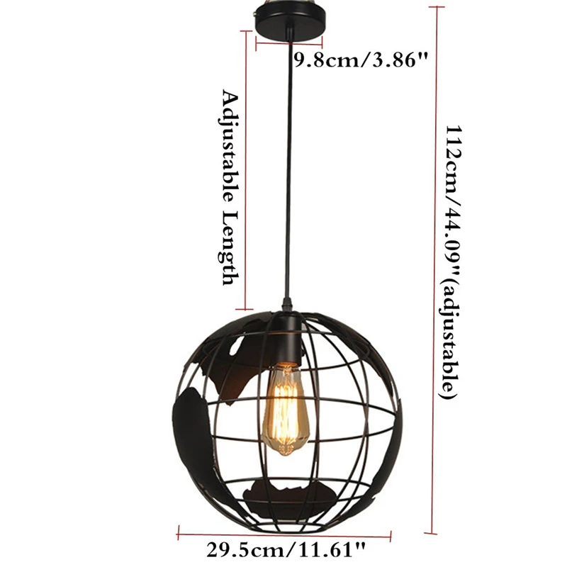 Черный креативный Лофт Континентальный одиночный Ретро Глобус люстра современный металлический lounge кафе Повседневный потолочный светильник
