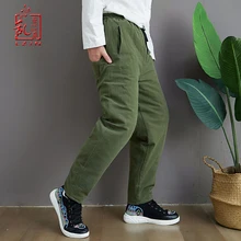 LZJN зимние теплые мужские плотные штаны двухслойные стеганые повседневные мужские зимние джоггеры с карманами хлопковые льняные брюки со шнурком