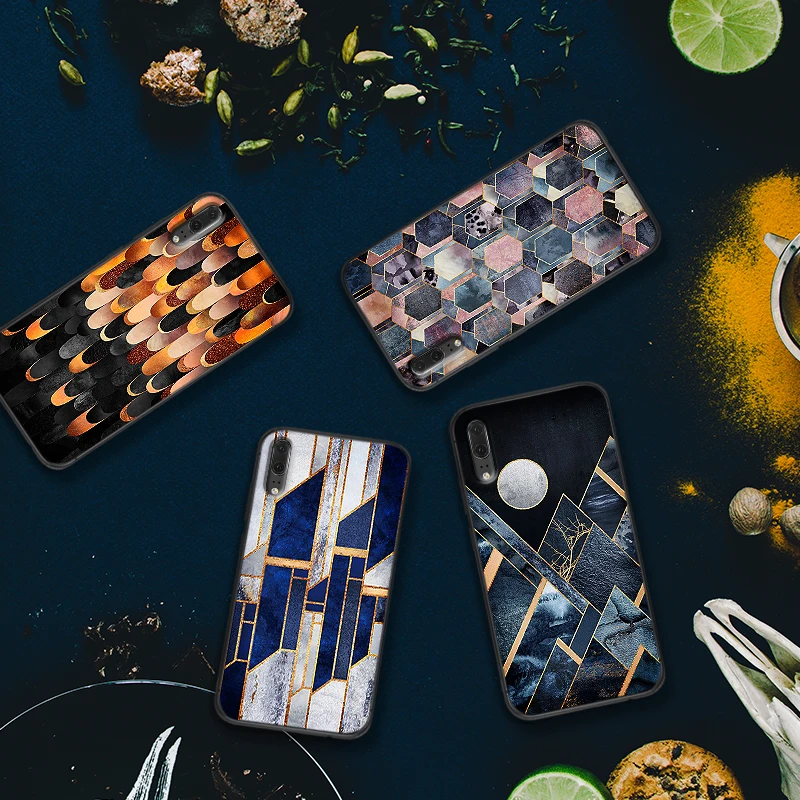 Геометрические формы линии рыбий Кот Чехол для телефона huawei honor 10 VIEW 20 7C 5.99IN 7X 8X 8C