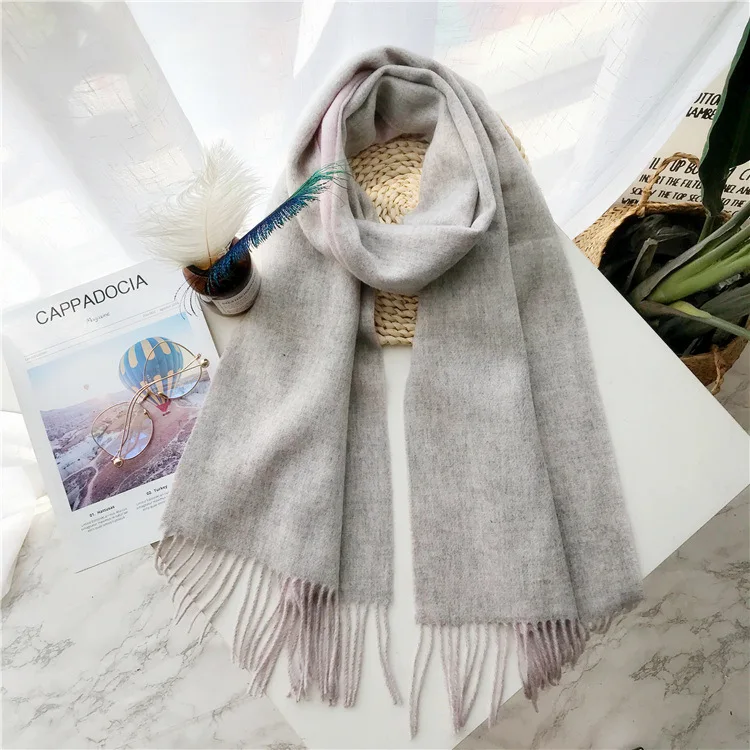 

wool solid scarf Autumn winter double side narrow thickened Shawl dual purpose long luxury bufandas invierno mujer 2019