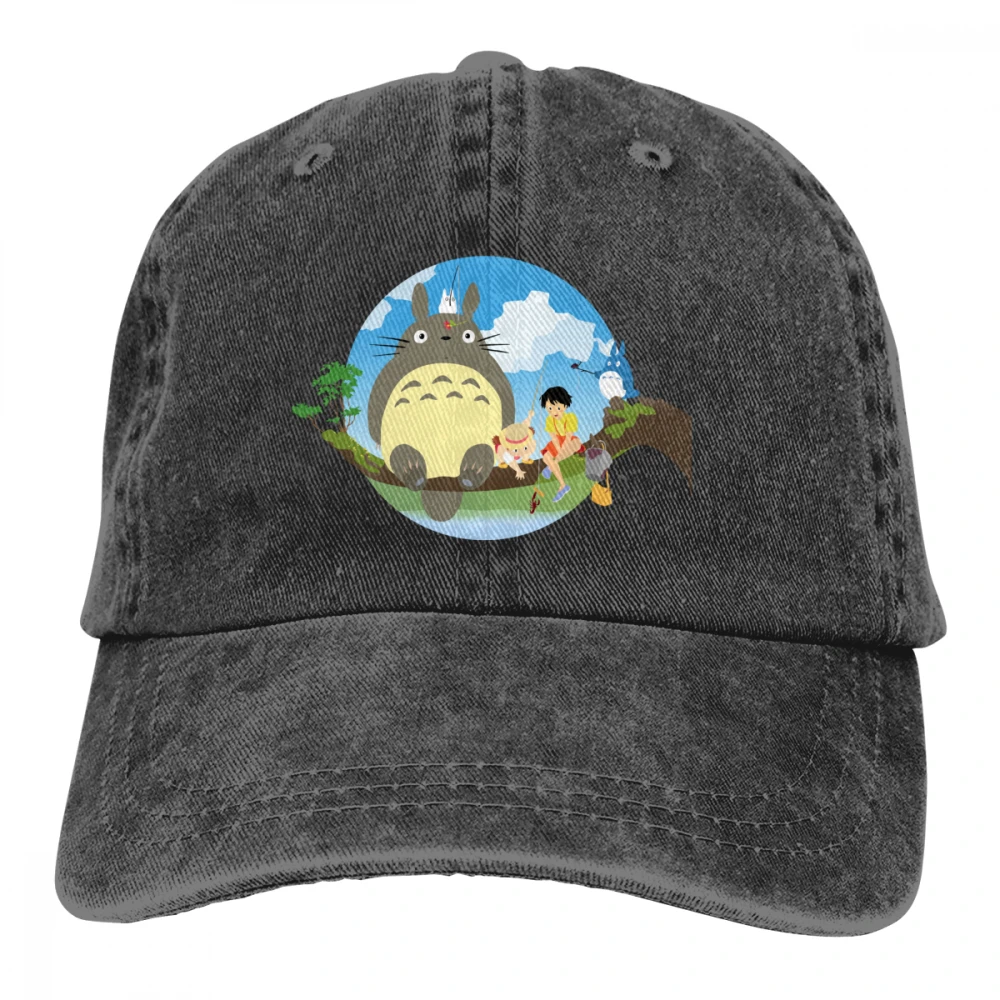Totoro family Casquette черные унисекс Мужские Женские джинсовые бейсболка с ремешком кепки регулируемые Гольф папа шляпа